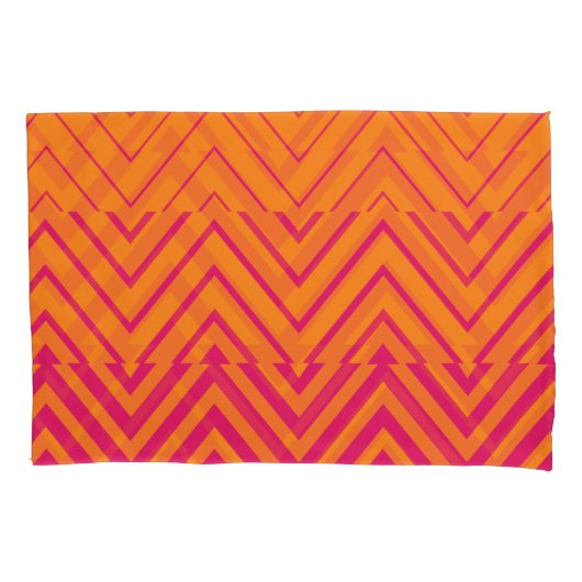 Chevron Ombre Stencil | oranje warm roze Kussensloop (Voorkant)