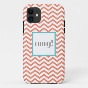 Chevron "OMG!" in Gray Coral en Turquoise Case-Mate iPhone Case