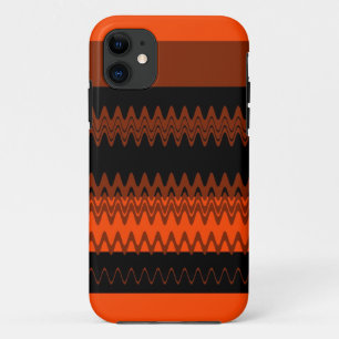 Chevron Oranje Black Zigzag Stripes Art Design iPhone 11 Hoesje