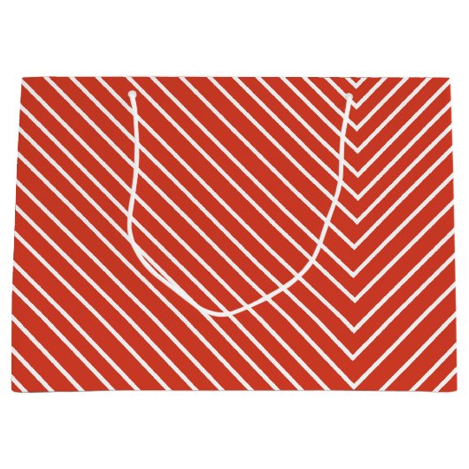 Chevron oranje en wit groot cadeauzakje (Voorkant)