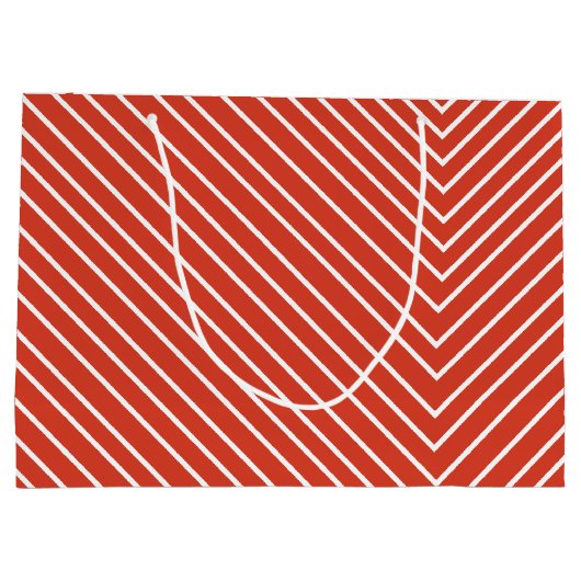 Chevron oranje en wit groot cadeauzakje (Achterkant)