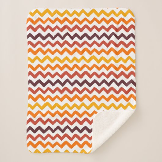 Chevron Oranje Herfst Sherpa Deken (Voorkant)