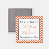 Chevron Oranje & White Save the Date magnet (Voorkant / Achterkant)