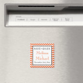 Chevron Oranje & White Save the Date magnet (Insitu (Vaatwasser))