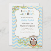 Chevron Owl Thleing Baby Shower Invitations - Boy Kaart (Voorkant)