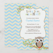 Chevron Owl Thleing Baby Shower Invitations - Boy Kaart (Voorkant / Achterkant)