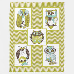 Chevron Owls Fleece Blanket Deken