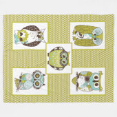 Chevron Owls Fleece Blanket Deken (Voorkant (Horizontaal))