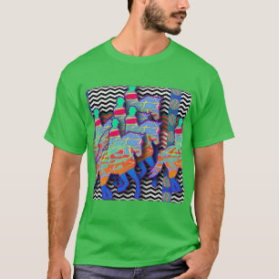 Chevron paarden en ruiters groen t-shirt