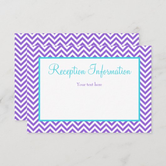 Chevron Paars Blauwgroen Blauw Bat Mitzvah Recepti Informatiekaartje (Voorkant / Achterkant)