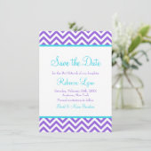 Chevron Paars Blauwgroen Blauw Bat Mitzvah Save th Save The Date (Staand voorkant)