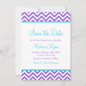 Chevron Paars Blauwgroen Blauw Bat Mitzvah Save th Save The Date (Voorkant)