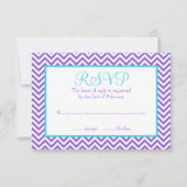 Chevron Paars Blauwgroen Blue Bat Mitzvah RSVP (Voorkant)