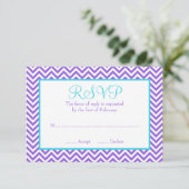 Chevron Paars Blauwgroen Blue Bat Mitzvah RSVP (Staand voorkant)