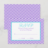 Chevron Paars Blauwgroen Blue Bat Mitzvah RSVP (Voorkant / Achterkant)
