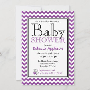 Chevron Paars & White Baby Shower-uitnodigingen Kaart