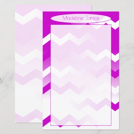 Chevron Paars & White Stationery for Handwriting (Voorkant / Achterkant)