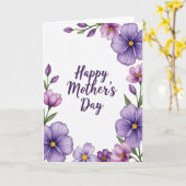 Chevron Paarse Bloemkaart Kaart (Gele Bloem)