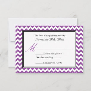 Chevron Paarse & Witte RSVP Reageer Kaarten Kaartje