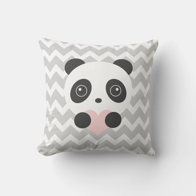 Chevron Panda Hartkussen Kussen (Voorkant)