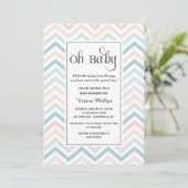Chevron Pastel Baby shower Uitnodiging (Staand voorkant)