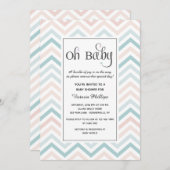 Chevron Pastel Baby shower Uitnodiging (Voorkant / Achterkant)