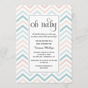 Chevron Pastel Baby shower Uitnodiging