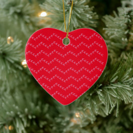 Chevron Pastel Paarse Harten Rood Ornament