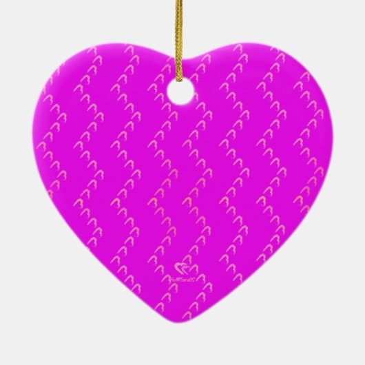 Chevron Pastel Roze Harten Fuchsia Ornament (Achterkant)