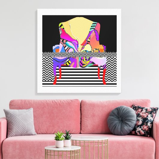 Chevron + Patronen Canvas Afdruk (Insitu (Woonkamer))