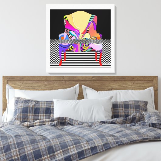 Chevron + Patronen Canvas Afdruk (Insitu (Slaapkamer))