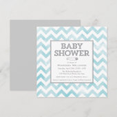 Chevron patroon Baby shower uitnodiging, aqua Kaart (Voorkant / Achterkant)