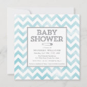Chevron patroon Baby shower uitnodiging, aqua Kaart (Voorkant)