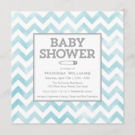 Chevron patroon Baby shower uitnodiging, aqua Kaart
