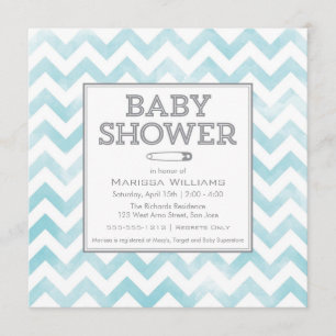 Chevron patroon Baby shower uitnodiging, aqua Kaart