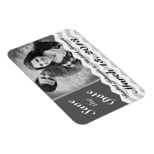 Chevron Patroon Bewaar de datum Bruiloft Magneet (Rechterzijde)