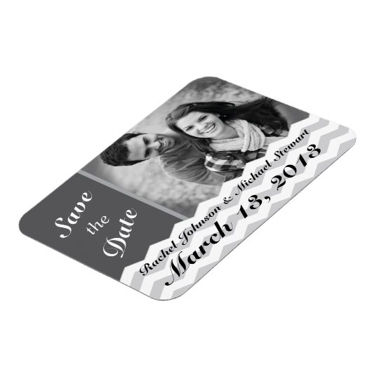 Chevron Patroon Bewaar de datum Bruiloft Magneet (Linkerzijde)