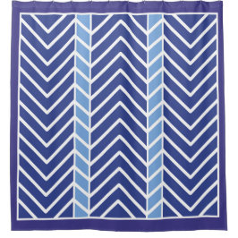 Chevron Patroon Blauw Douchegordijn