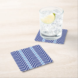 Chevron Patroon Blauw Kartonnen Onderzetters