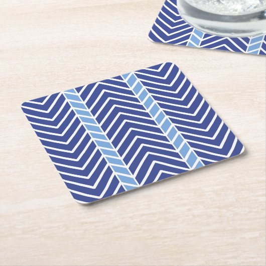 Chevron Patroon Blauw Kartonnen Onderzetters (Schuin)
