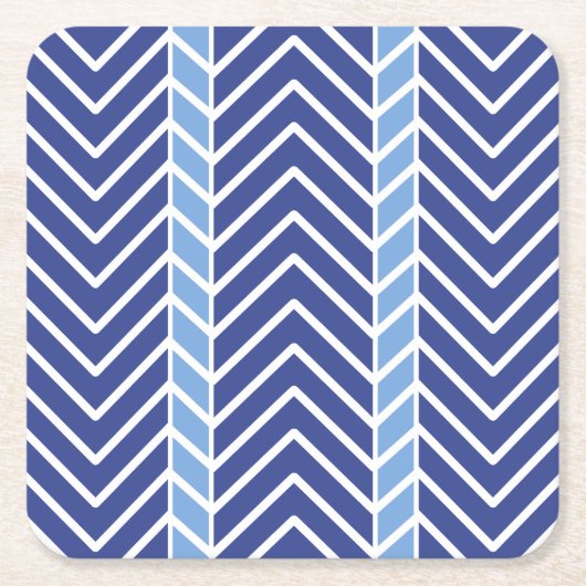 Chevron Patroon Blauw Kartonnen Onderzetters (Voorkant)