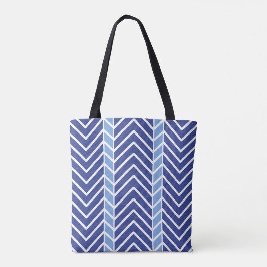 Chevron Patroon Blauw Tote Bag (Achterkant)