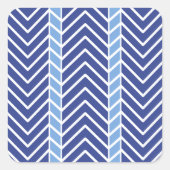 Chevron Patroon Blauw Vierkante Sticker (Voorkant)