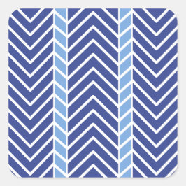 Chevron Patroon Blauw Vierkante Sticker