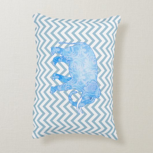 Chevron patroon blauwe olifant decoratief kussen (Achterkant (Verticaal))