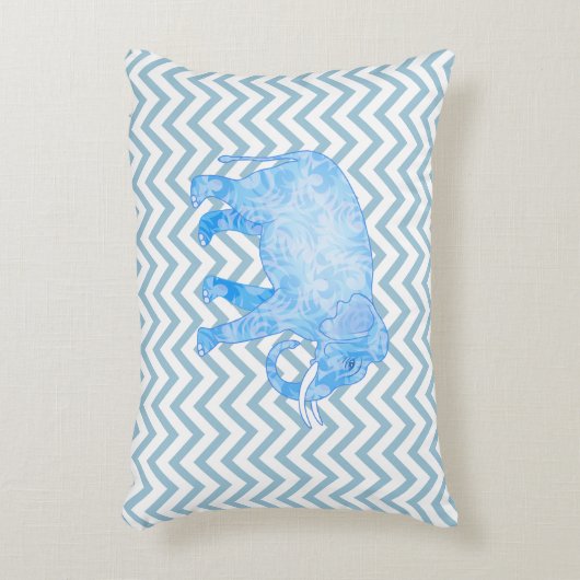 Chevron patroon blauwe olifant decoratief kussen (Voorkant(Verticaal))