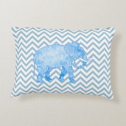 Chevron patroon blauwe olifant decoratief kussen (Achterkant)