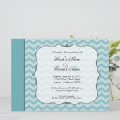 Chevron Patroon Bracket Lijst Blauwgroen Couple's Kaart (Staand voorkant)