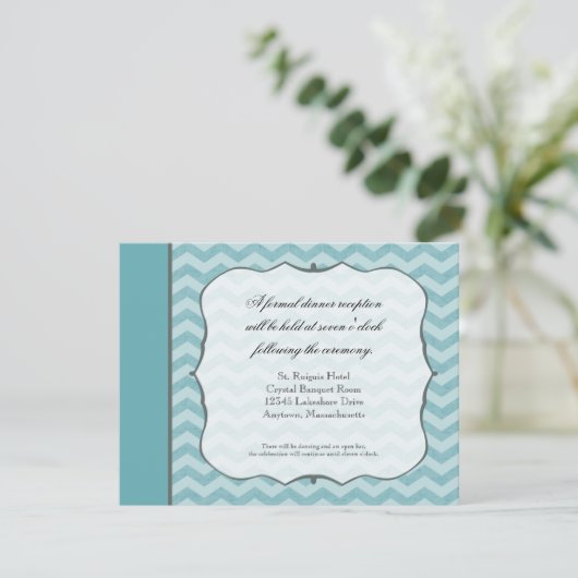 Chevron Patroon Bracket Lijst Blauwgroen Receptie  Kaart (Staand voorkant)