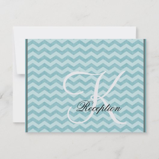 Chevron Patroon Bracket Lijst Blauwgroen Receptie  Kaart (Achterkant)